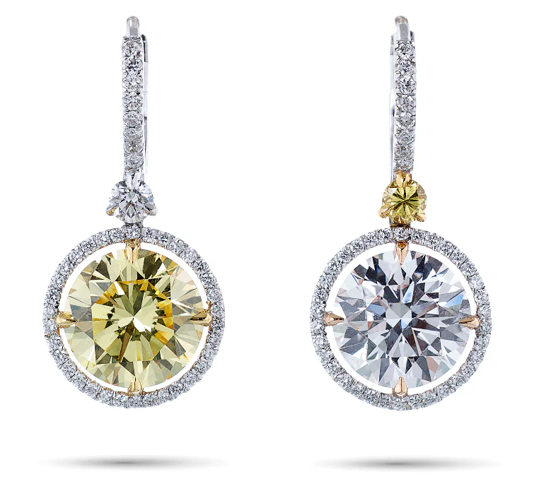 Fancy Yellow Round Diamond Earrings